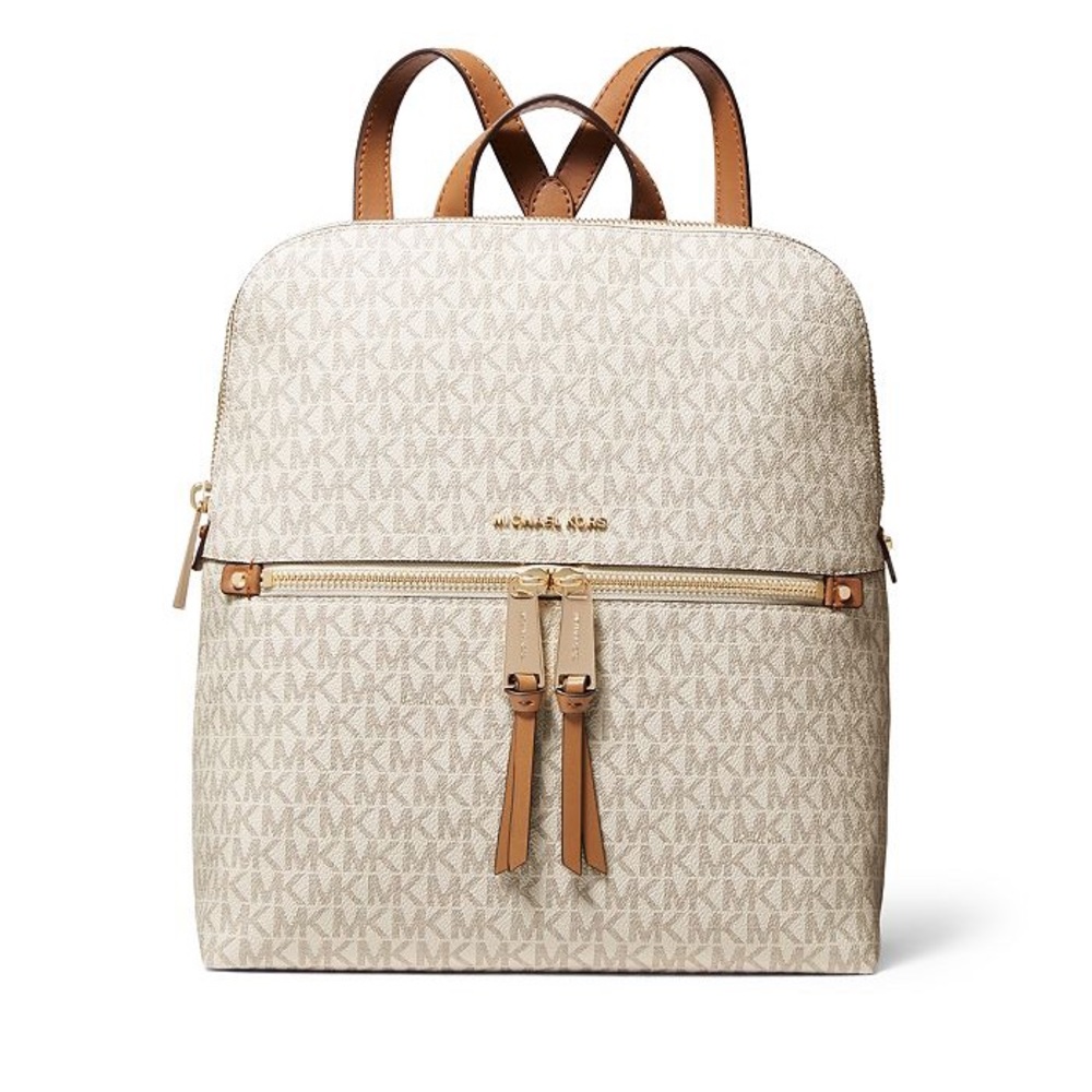 NWT Michael Kors Rhea Slim Backpack - Vanilla/Gold
